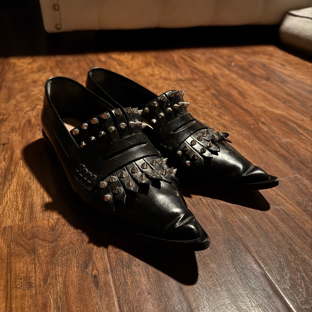 Alexander McQueen Black Studded Women's Shoes loafers 39